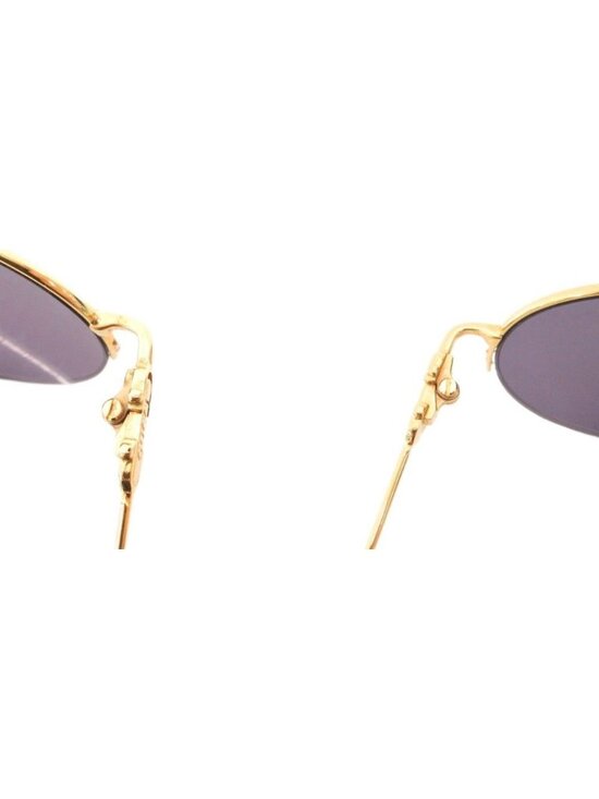 Gucci Oval Sunglasses Half Rim Tortoiseshell Log 50 Stamps 21 Gold Color Blue main image 8